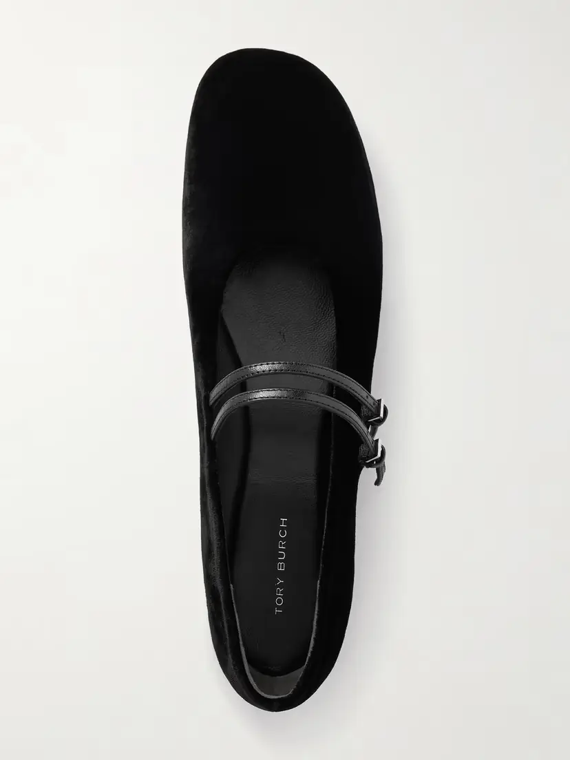 Tory Burch Leather-trimmed Velvet Mary Jane Ballet Flats | Thumbnail 6 Tory Burch Leather-trimmed Velvet Mary Jane Ballet Flats | Thumbnail 6