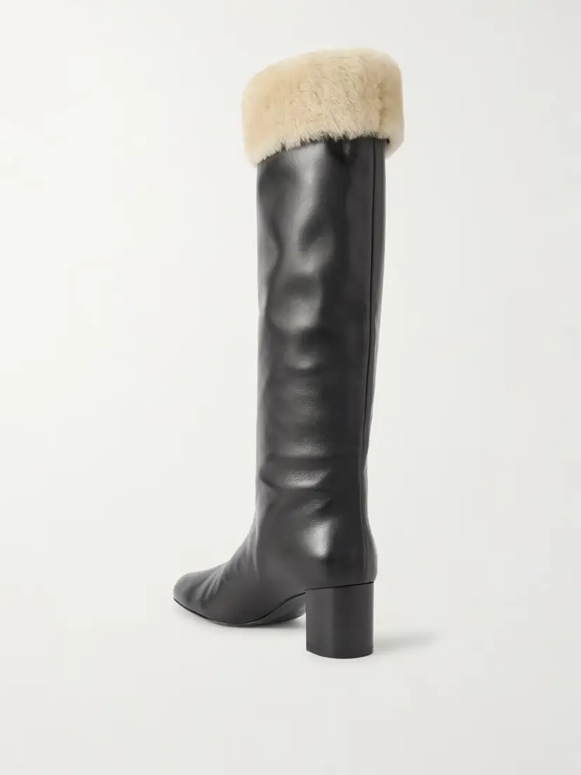TOTEME Downtown Shearling-trimmed Leather Knee Boots | Thumbnail 3