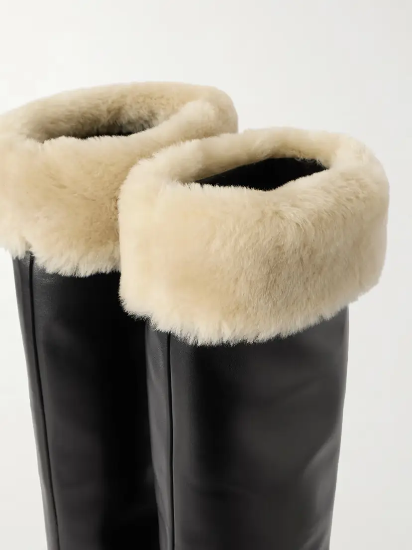 TOTEME Downtown Shearling-trimmed Leather Knee Boots | Thumbnail 5