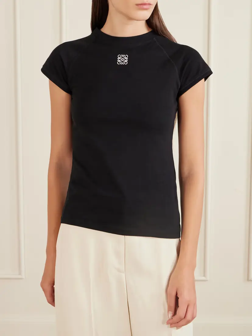 Loewe Anagram Embroidered Cotton-blend Jersey T-shirt | Thumbnail 3
