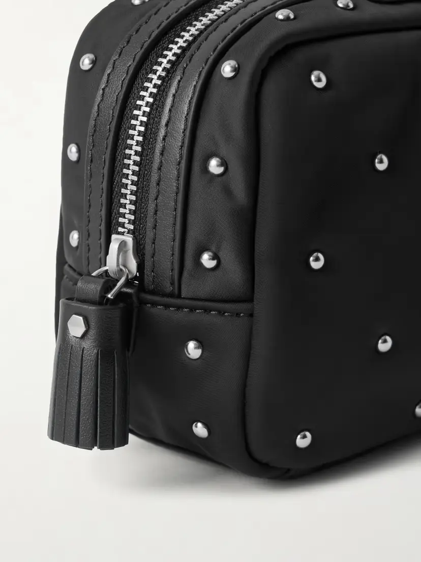 Anya Hindmarch Important Things Studded Leather-trimmed Recycled Satin Cosmetics Case | Thumbnail 3 Anya Hindmarch Important Things Studded Leather-trimmed Recycled Satin Cosmetics Case | Thumbnail 3
