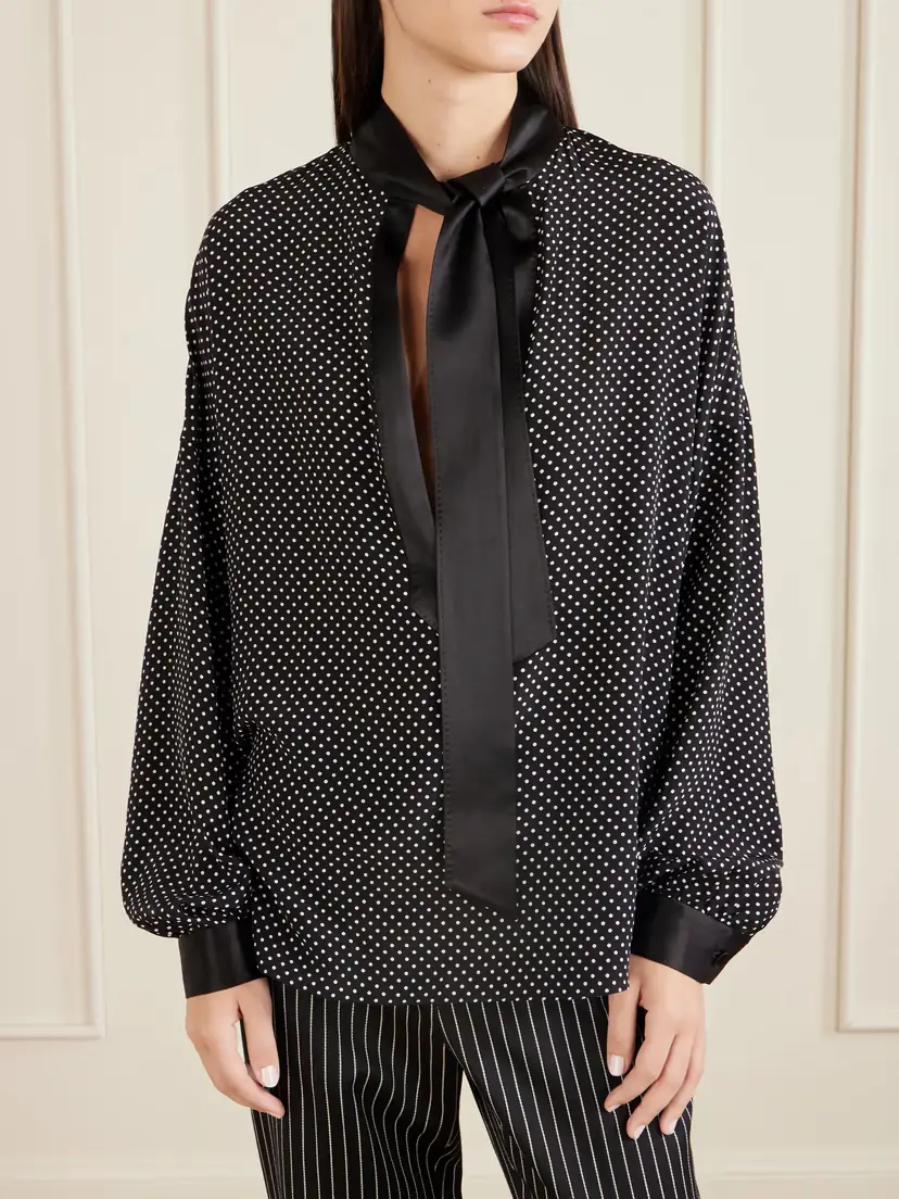 Tom Ford Pussy-bow Polka-dot Silk-satin Blouse | Thumbnail 3 Tom Ford Pussy-bow Polka-dot Silk-satin Blouse | Thumbnail 3