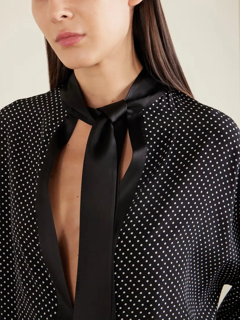 Tom Ford Pussy-bow Polka-dot Silk-satin Blouse | Thumbnail 5 Tom Ford Pussy-bow Polka-dot Silk-satin Blouse | Thumbnail 5