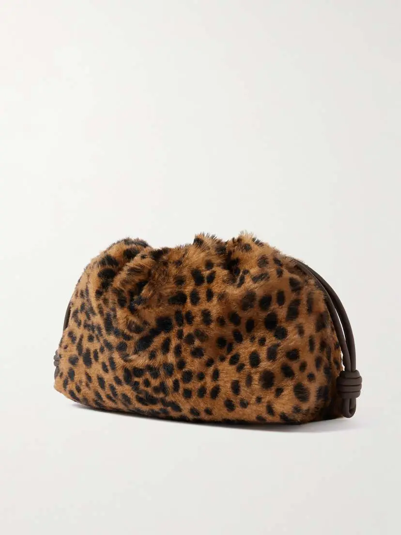 Loewe Flamenco Medium Leather-trimmed Leopard-print Shearling Clutch | Thumbnail 3 Loewe Flamenco Medium Leather-trimmed Leopard-print Shearling Clutch | Thumbnail 3
