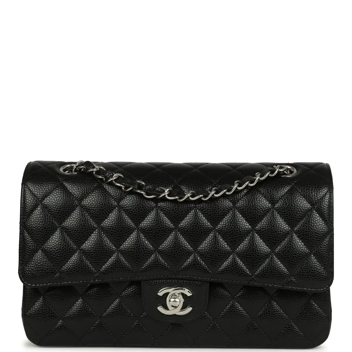 Chanel Medium Classic Double Flap Black Caviar Silver Hardware