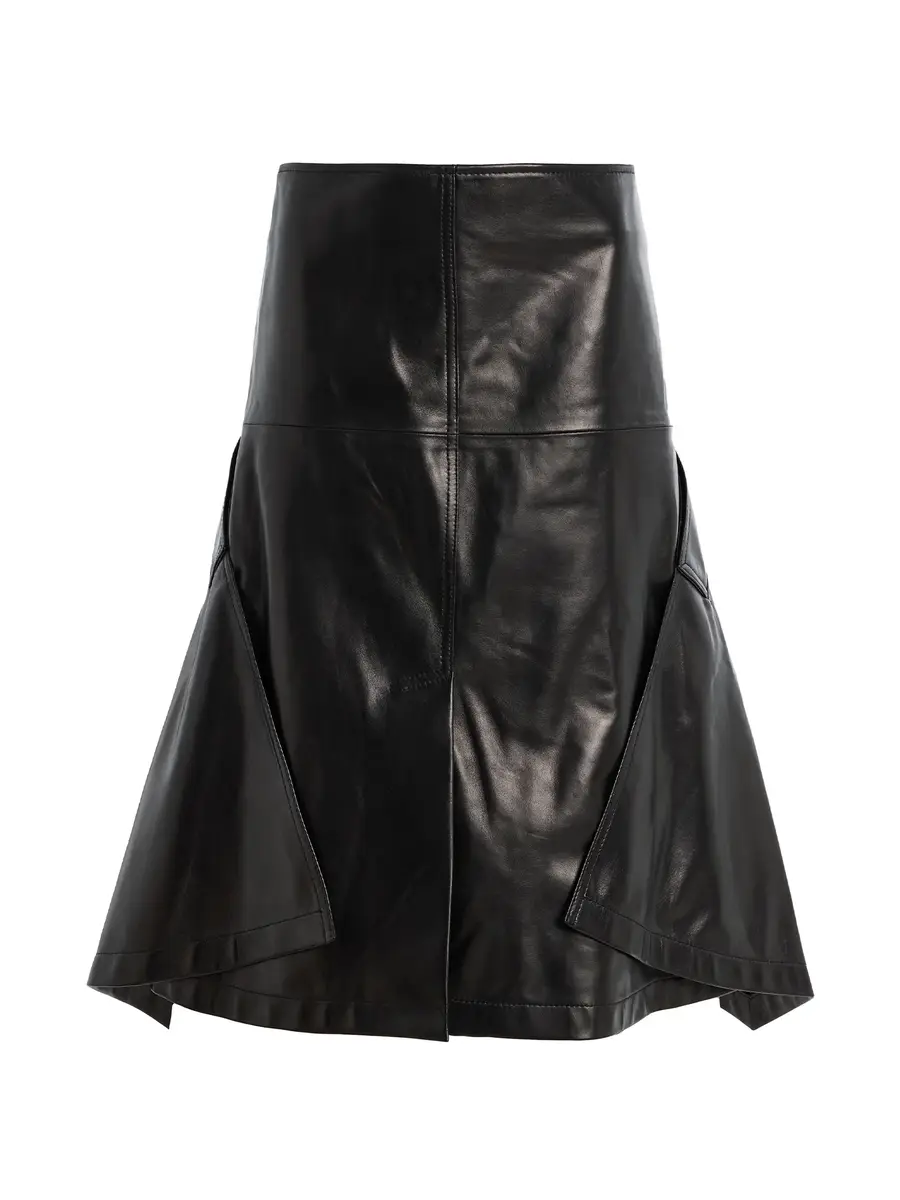 Brandon Maxwell Frankie Cascade-Hem Leather Skirt