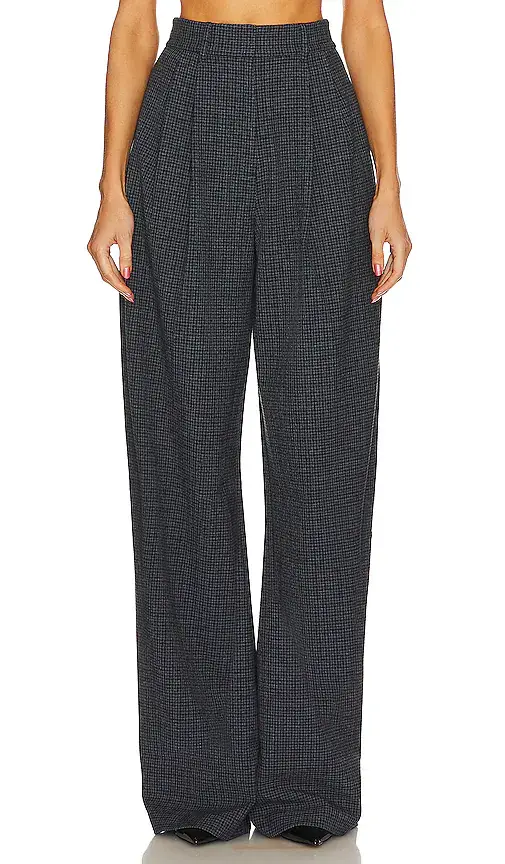 L'Academie The High Waist Pleated Plaid Trouser | Image 1 L'Academie The High Waist Pleated Plaid Trouser | Image 1