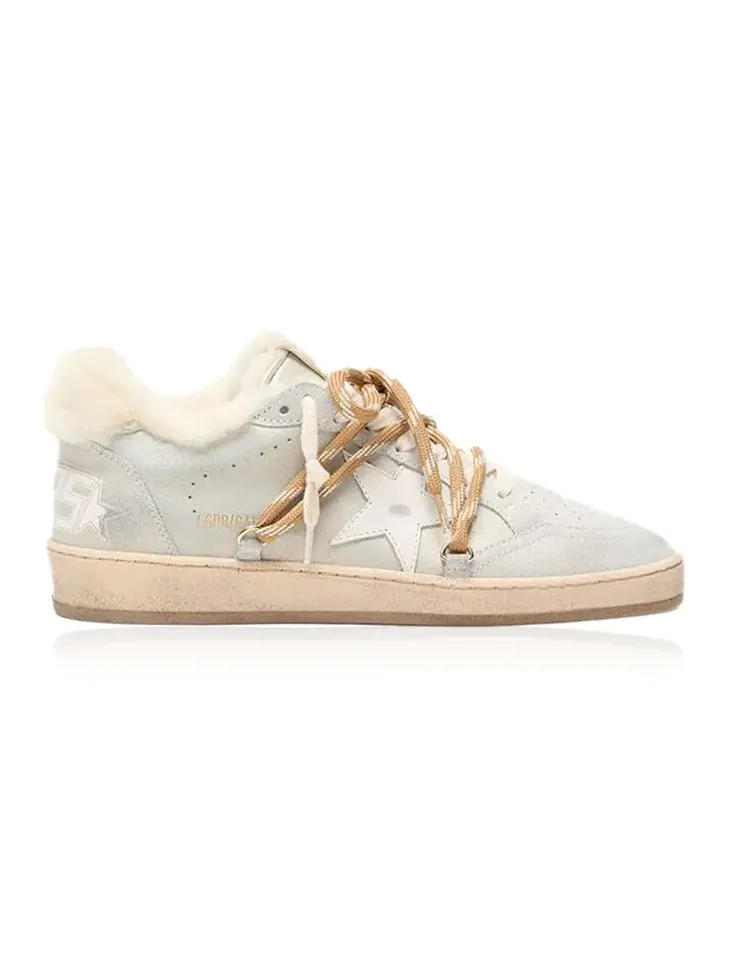 Ball Star Shearling-Trimmed Leather Sneakers