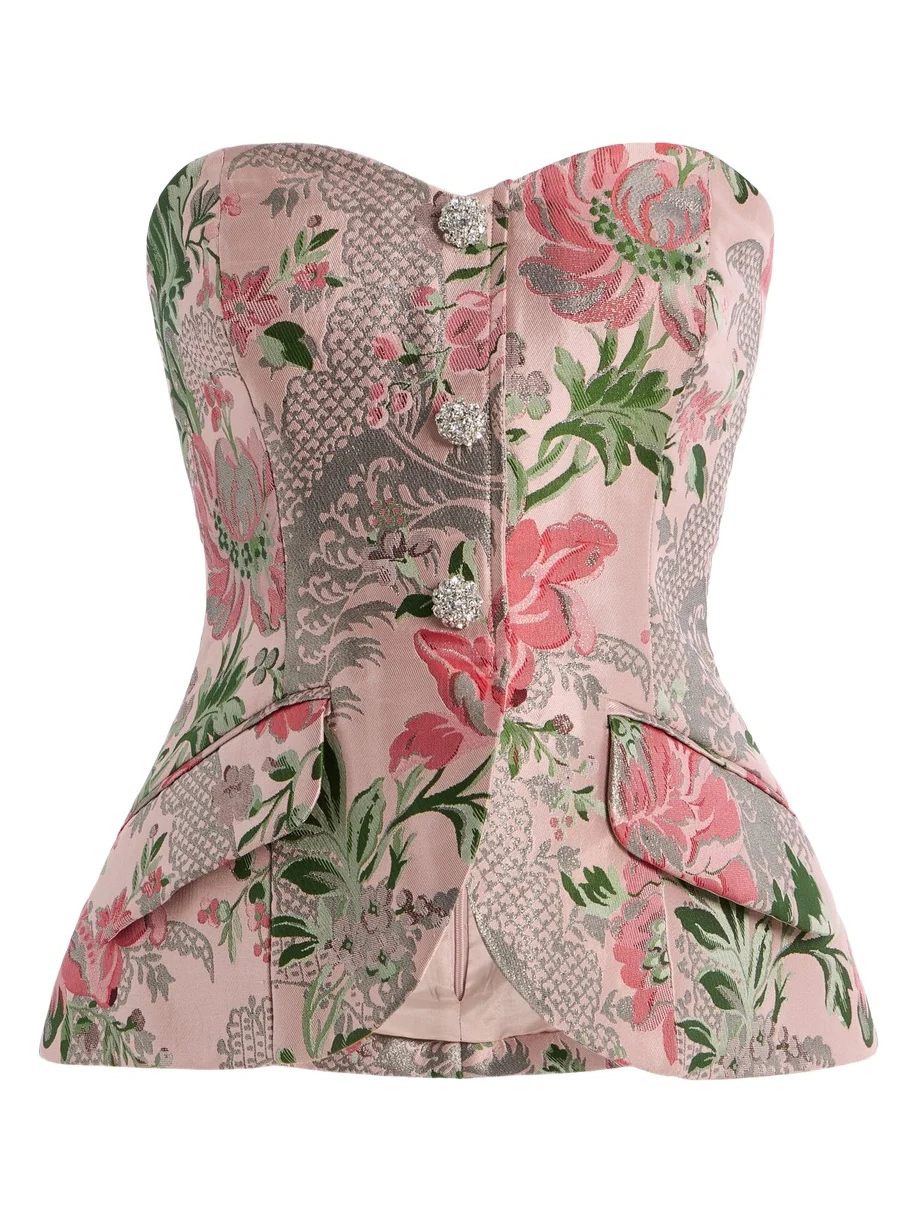 Wes Floral Jacquard Corset Top Wes Floral Jacquard Corset Top