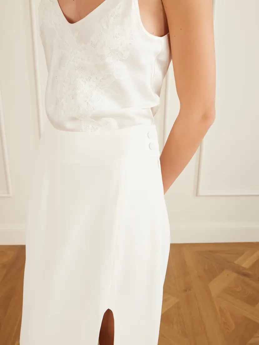 Victoria Beckham Twill Midi Skirt | Thumbnail 4