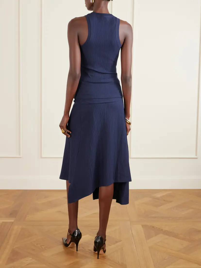 Victoria Beckham Knotted Stretch Organic Cotton-crepon Midi Skirt | Thumbnail 4