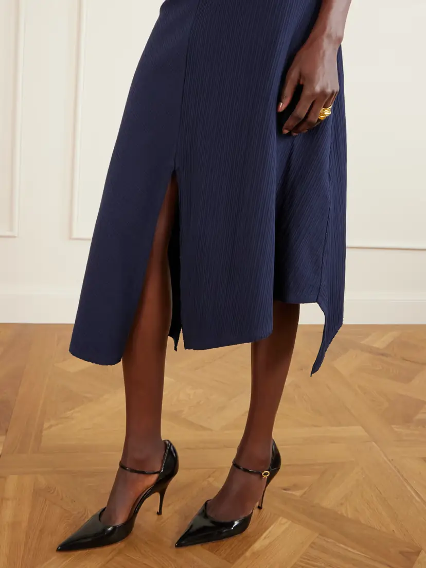 Victoria Beckham Knotted Stretch Organic Cotton-crepon Midi Skirt | Thumbnail 5