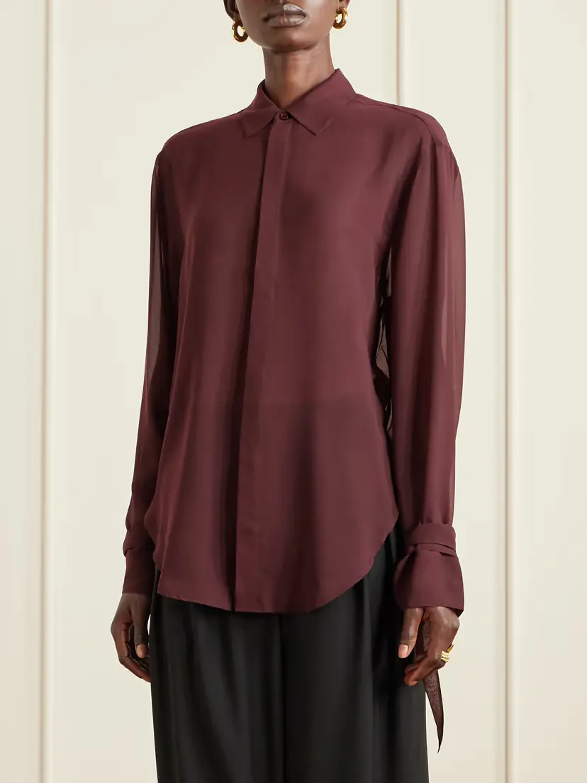 The Frankie Shop Verlin Tie-detailed Chiffon Shirt | Thumbnail 3