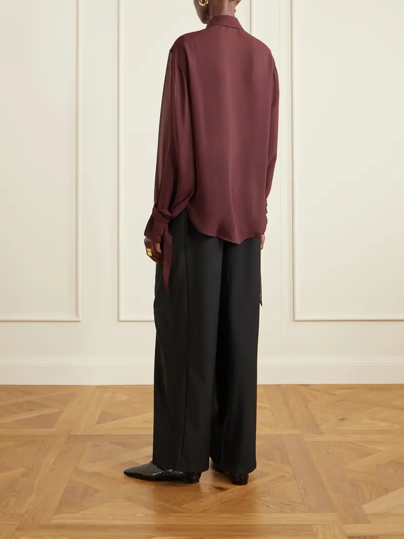 The Frankie Shop Verlin Tie-detailed Chiffon Shirt | Thumbnail 4