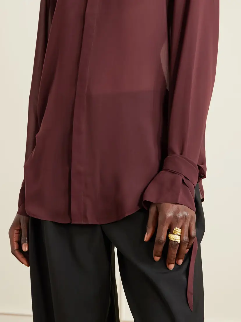 The Frankie Shop Verlin Tie-detailed Chiffon Shirt | Thumbnail 5