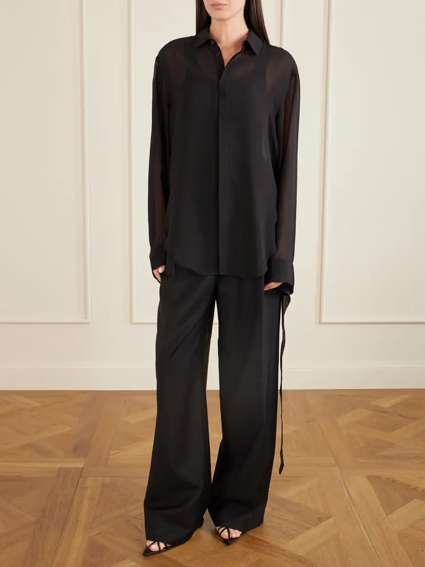 The Frankie Shop Verlin Tie-detailed Chiffon Shirt | Thumbnail 3