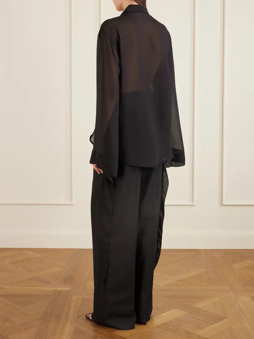 The Frankie Shop Verlin Tie-detailed Chiffon Shirt | Thumbnail 4