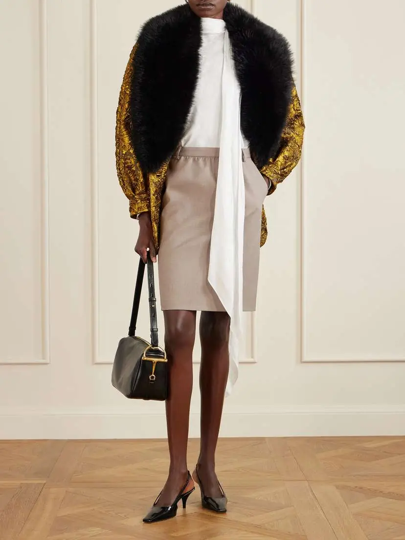 Gucci Tie-detailed Floral-jacquard Satin-crepe Blouse | Thumbnail 2 Gucci Tie-detailed Floral-jacquard Satin-crepe Blouse | Thumbnail 2