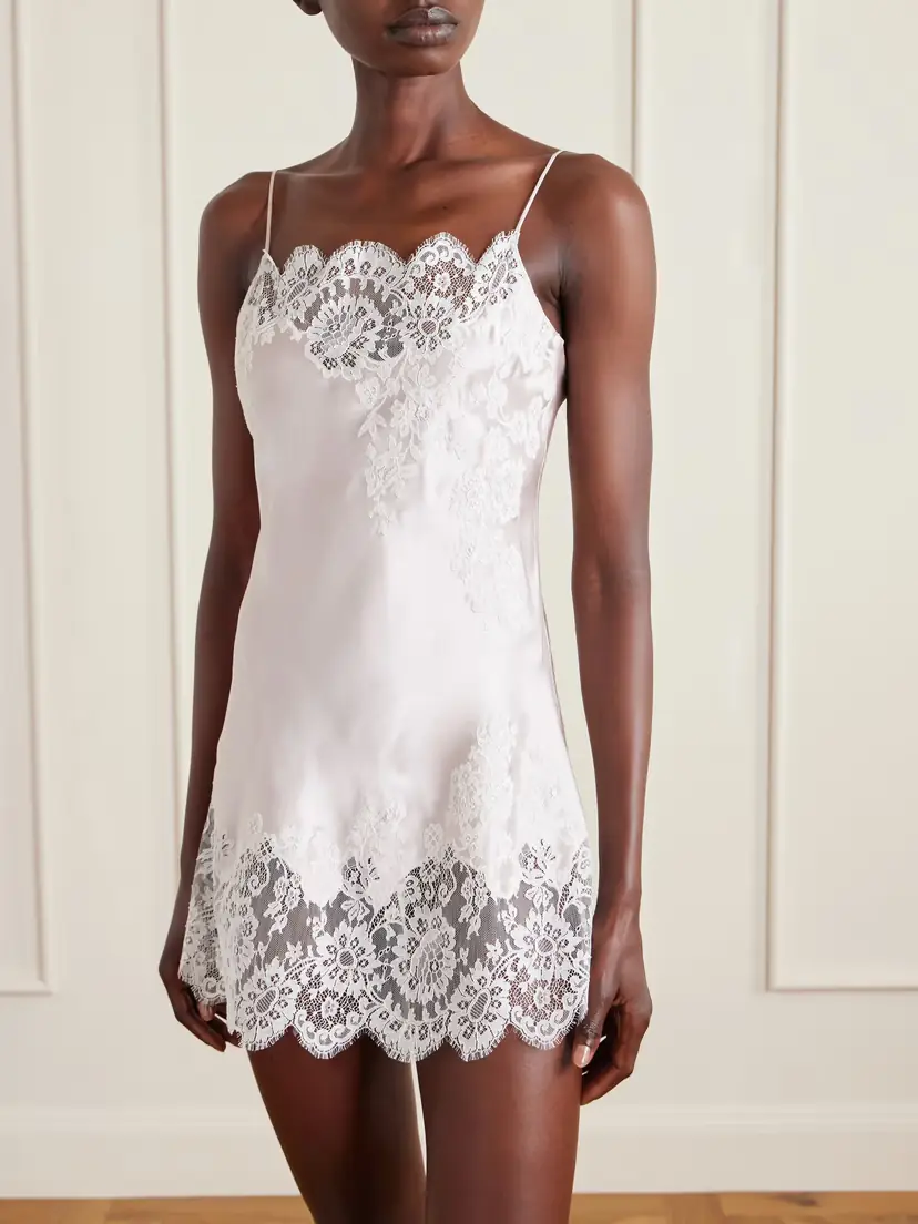 Carine Gilson Lace-trimmed Silk-satin Nightdress | Thumbnail 2