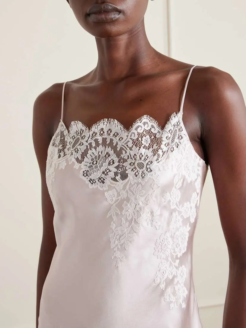 Carine Gilson Lace-trimmed Silk-satin Nightdress | Thumbnail 4