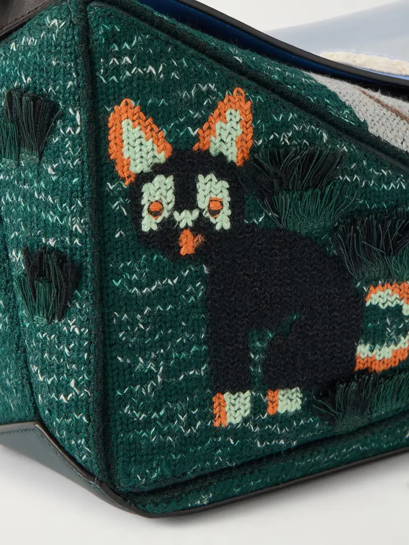 Loewe + Luis Wain Puzzle Futurist Cat Appliquéd Leather And Knitted Shoulder Bag | Thumbnail 4 Loewe + Luis Wain Puzzle Futurist Cat Appliquéd Leather And Knitted Shoulder Bag | Thumbnail 4