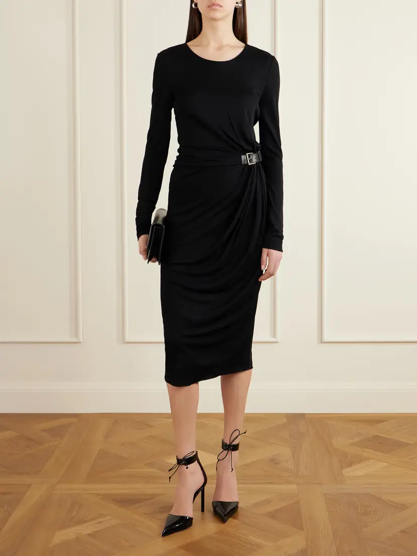 Tom Ford Belted Draped Jersey Midi Dress | Thumbnail 2 Tom Ford Belted Draped Jersey Midi Dress | Thumbnail 2