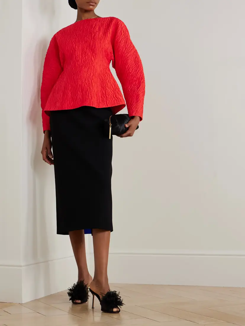 Roksanda Amel Two-tone Crepe Midi Skirt | Thumbnail 2 Roksanda Amel Two-tone Crepe Midi Skirt | Thumbnail 2