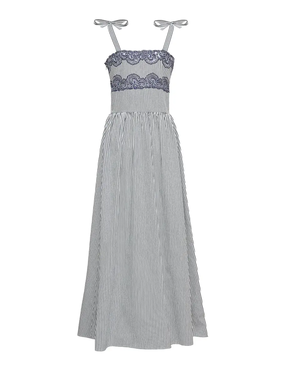 Loretta Caponi Sabine Lace-Trimmed Cotton Midi Dress | Thumbnail 2 Loretta Caponi Sabine Lace-Trimmed Cotton Midi Dress | Thumbnail 2