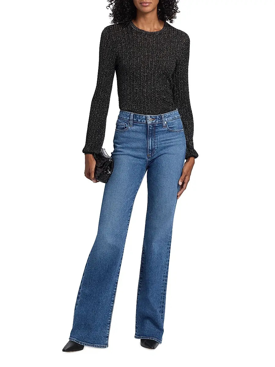 PAIGE Women's Adela Metallic Rib-Knit Sweater | Thumbnail 2