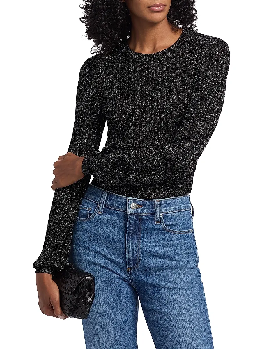 PAIGE Women's Adela Metallic Rib-Knit Sweater | Thumbnail 3
