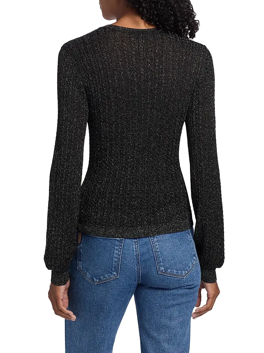PAIGE Women's Adela Metallic Rib-Knit Sweater | Thumbnail 5