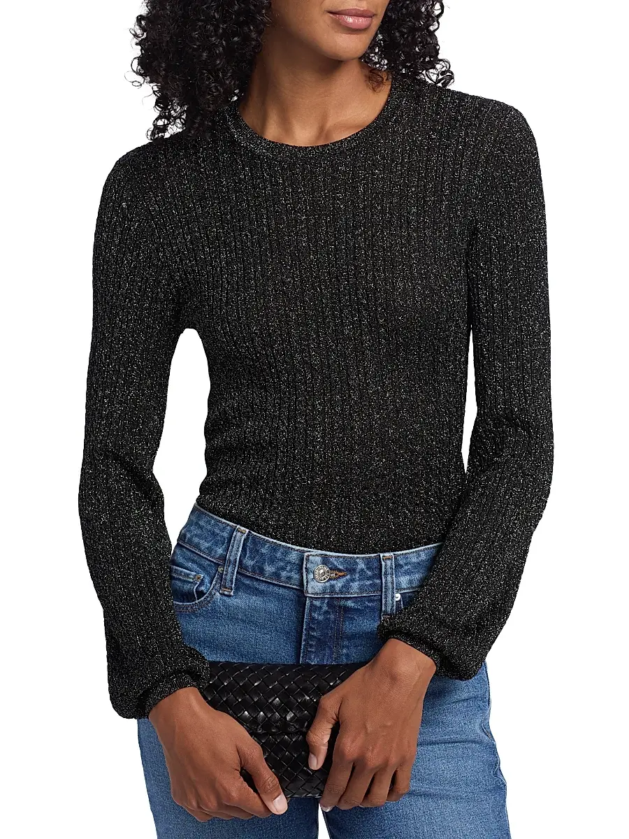 PAIGE Women's Adela Metallic Rib-Knit Sweater | Thumbnail 6