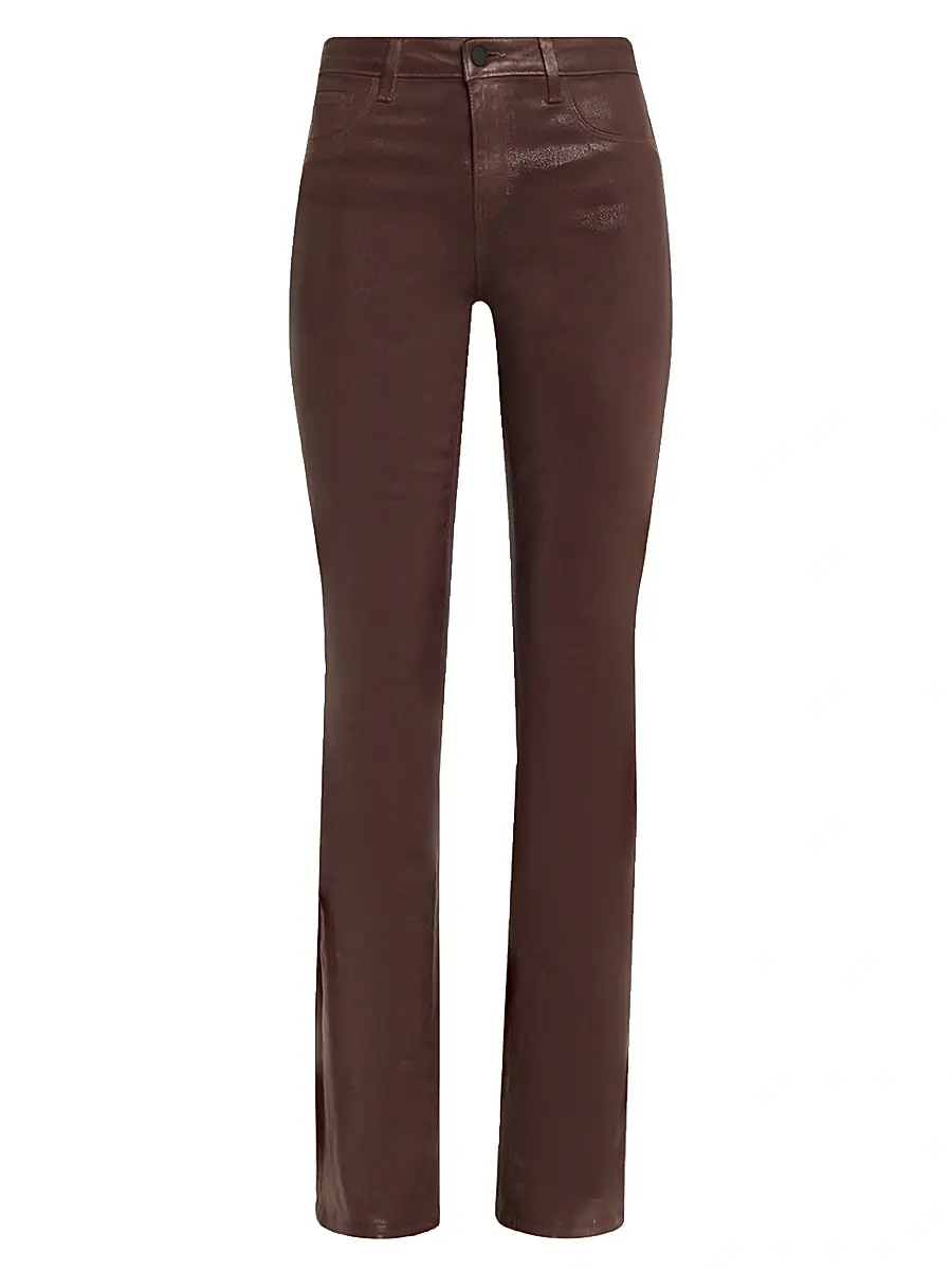 L'AGENCE Women's Selma Coated Boot-Cut Jeans - Dark Brown | Image 1 L'AGENCE Women's Selma Coated Boot-Cut Jeans - Dark Brown | Image 1