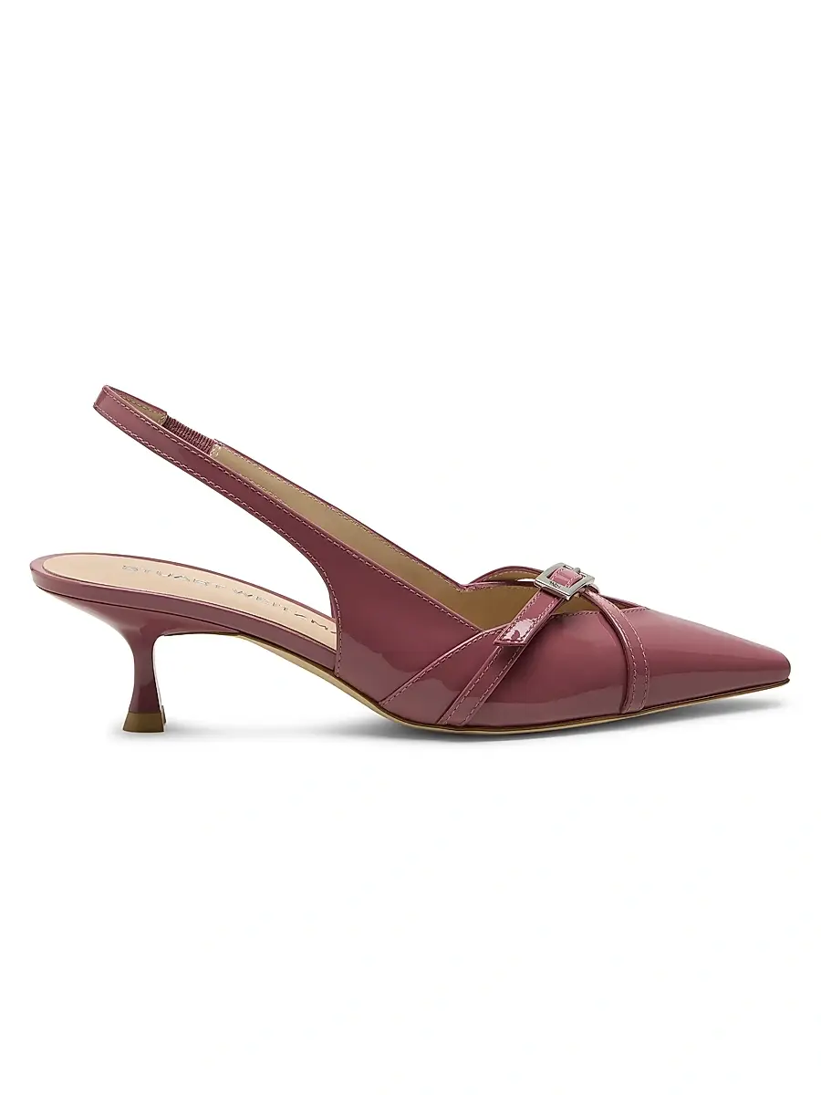Stuart Weitzman Women's Georgie 50MM Patent Leather Slingback Pumps - Dusty Berry | Image 1 Stuart Weitzman Women's Georgie 50MM Patent Leather Slingback Pumps - Dusty Berry | Image 1