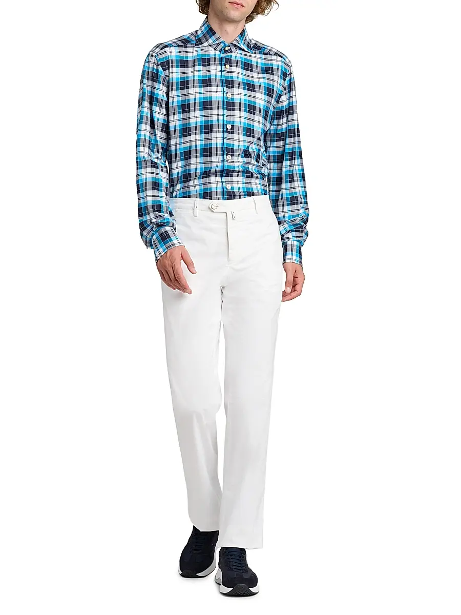Kiton Men's Stretch-Cotton Flat-Front Trousers | Thumbnail 2