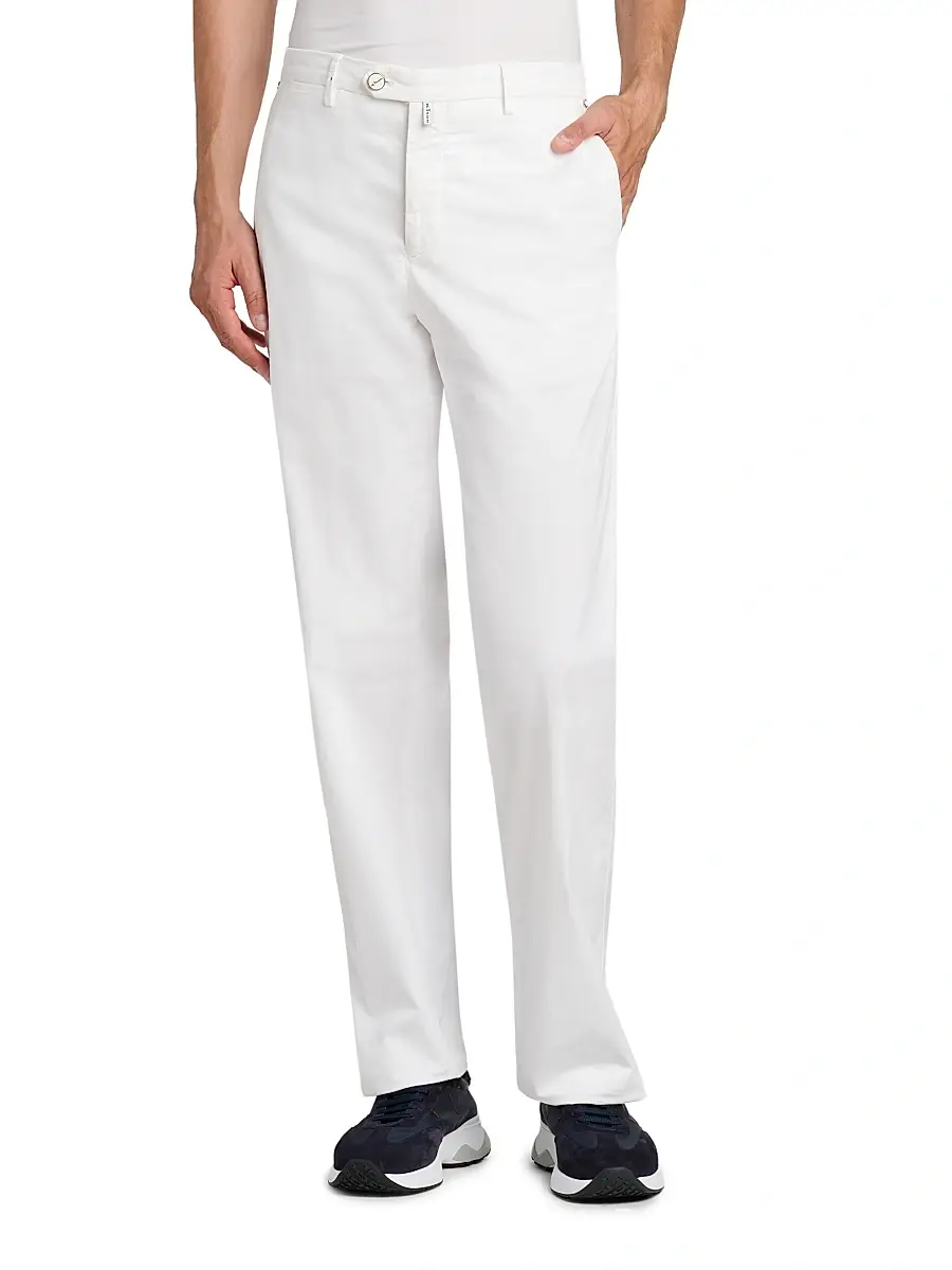 Kiton Men's Stretch-Cotton Flat-Front Trousers | Thumbnail 3