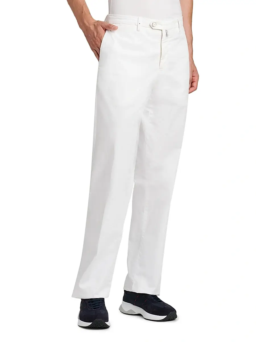 Kiton Men's Stretch-Cotton Flat-Front Trousers | Thumbnail 4