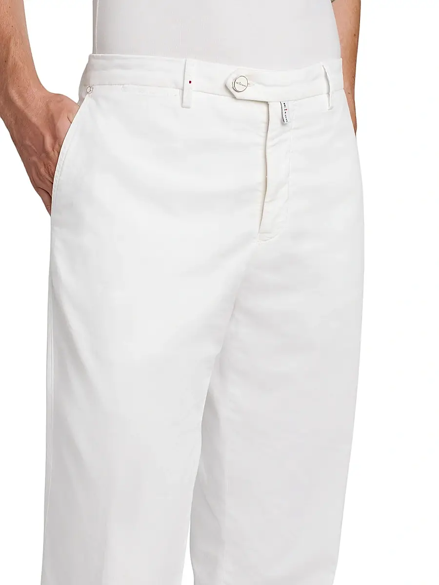Kiton Men's Stretch-Cotton Flat-Front Trousers | Thumbnail 6