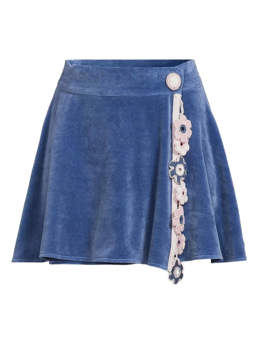 My Beachy Side Women's Peony Lace-Trim Terry Miniskirt