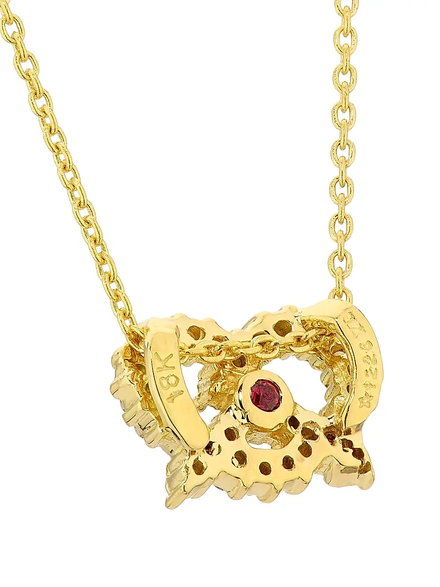 Roberto Coin Women's Tiny Treasures 18K Yellow Gold & 0.12 TCW Diamond Salty Pretzel Pendant Necklace - Yellow Gold | Thumbnail 5 Roberto Coin Women's Tiny Treasures 18K Yellow Gold & 0.12 TCW Diamond Salty Pretzel Pendant Necklace - Yellow Gold | Thumbnail 5