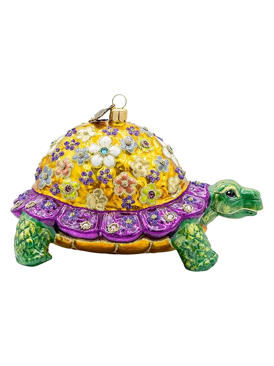 Jay Strongwater Floral Terrapin Christmas Ornament