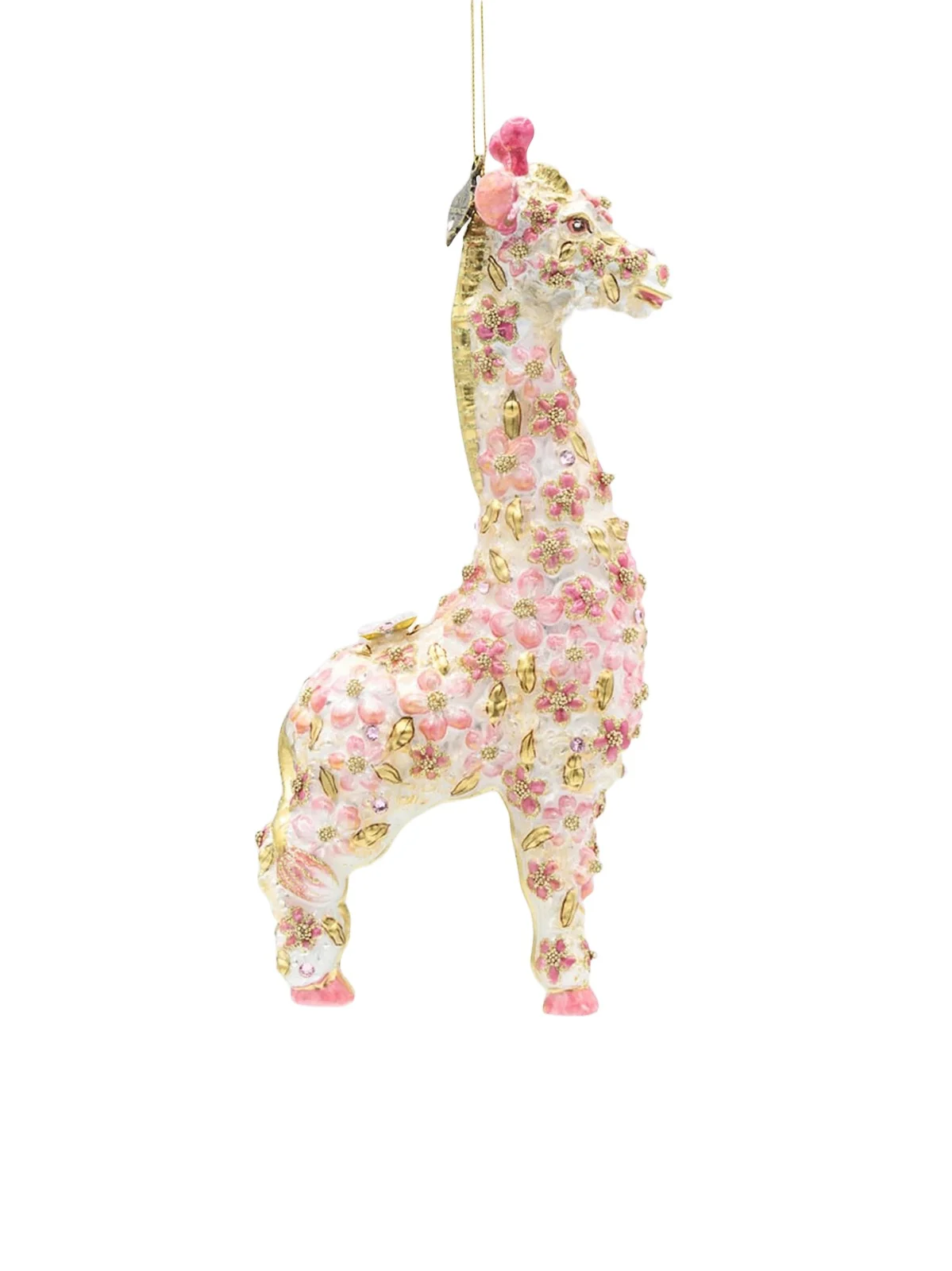 Jay Strongwater Pink Floral Giraffe Christmas Ornament