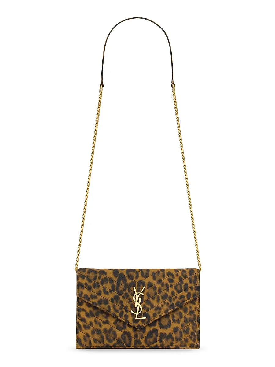 Saint Laurent Women's Cassandre Envelope Chain Wallet in Canvas - Leopard | Image 1 Saint Laurent Women's Cassandre Envelope Chain Wallet in Canvas - Leopard | Image 1
