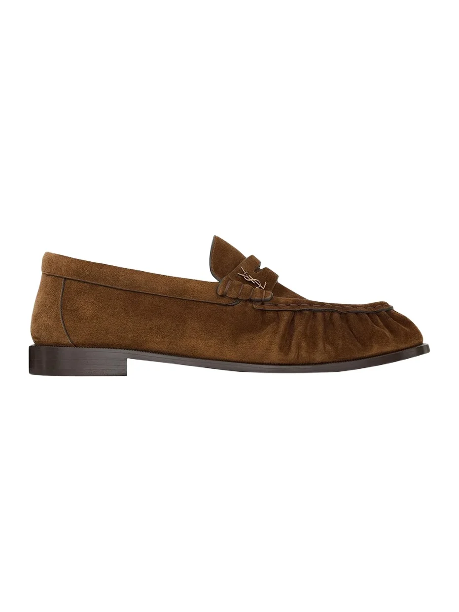 Saint Laurent Men's Le Loafers Supple in Suede - Dark Havana