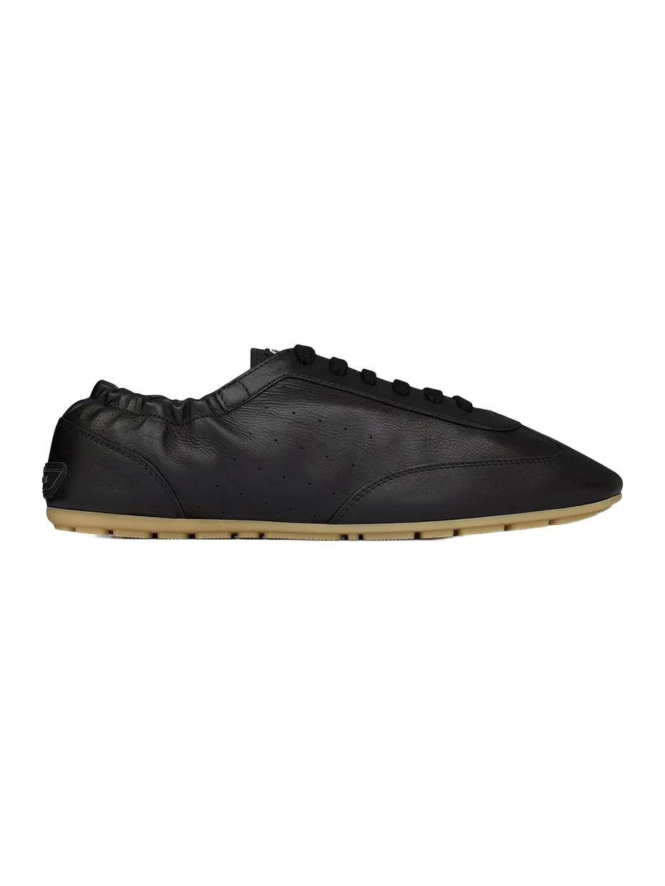 Saint Laurent Men's Lewis Sneakers in Grained Leather - Nero
