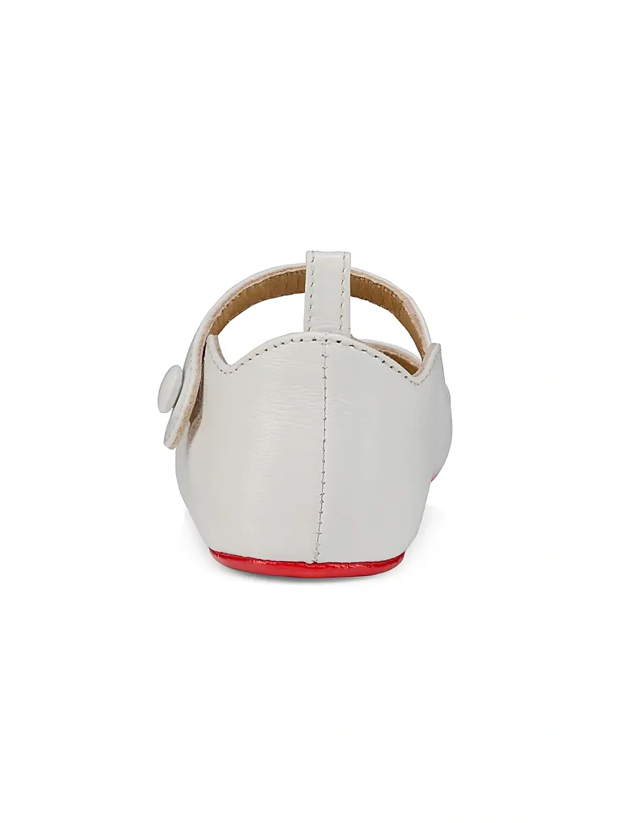 Christian Louboutin Baby Girl's Love Chick Ballerina Shoes - Bianco 3 (Baby) | Thumbnail 4 Christian Louboutin Baby Girl's Love Chick Ballerina Shoes - Bianco 3 (Baby) | Thumbnail 4