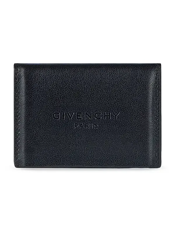 Givenchy Men's Antigona Stamped Flap Card Holder in Leather - Black