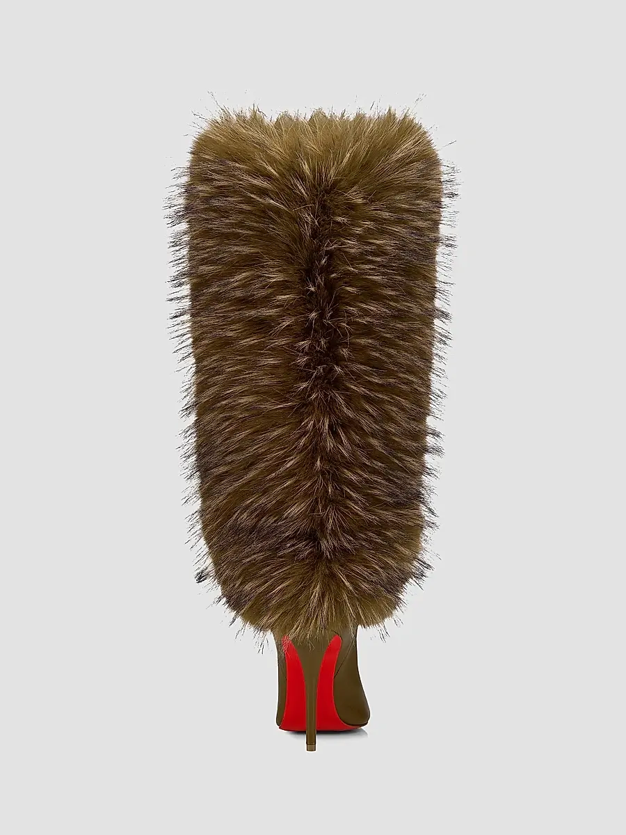 Christian Louboutin Women's Yangzee Leather and Faux Fur 100MM Boots - Bronzo | Thumbnail 3 Christian Louboutin Women's Yangzee Leather and Faux Fur 100MM Boots - Bronzo | Thumbnail 3