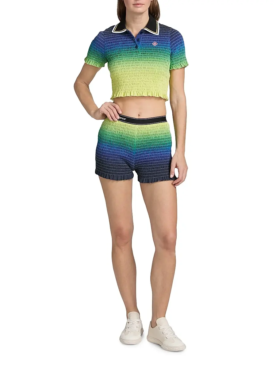 Casablanca Women's Gradient Shirred Cotton Shorts - Gradient | Thumbnail 2 Casablanca Women's Gradient Shirred Cotton Shorts - Gradient | Thumbnail 2