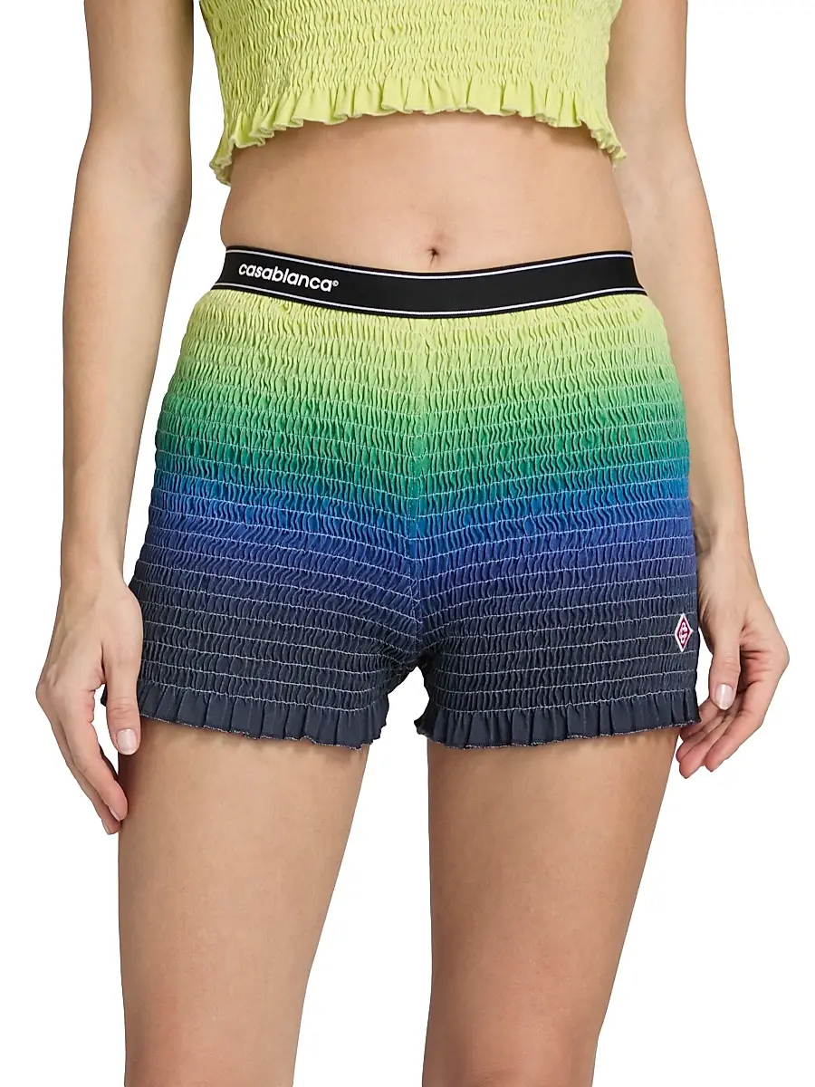 Casablanca Women's Gradient Shirred Cotton Shorts - Gradient | Thumbnail 3 Casablanca Women's Gradient Shirred Cotton Shorts - Gradient | Thumbnail 3